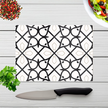 Arabic Style Pattern Glass Chopping Board