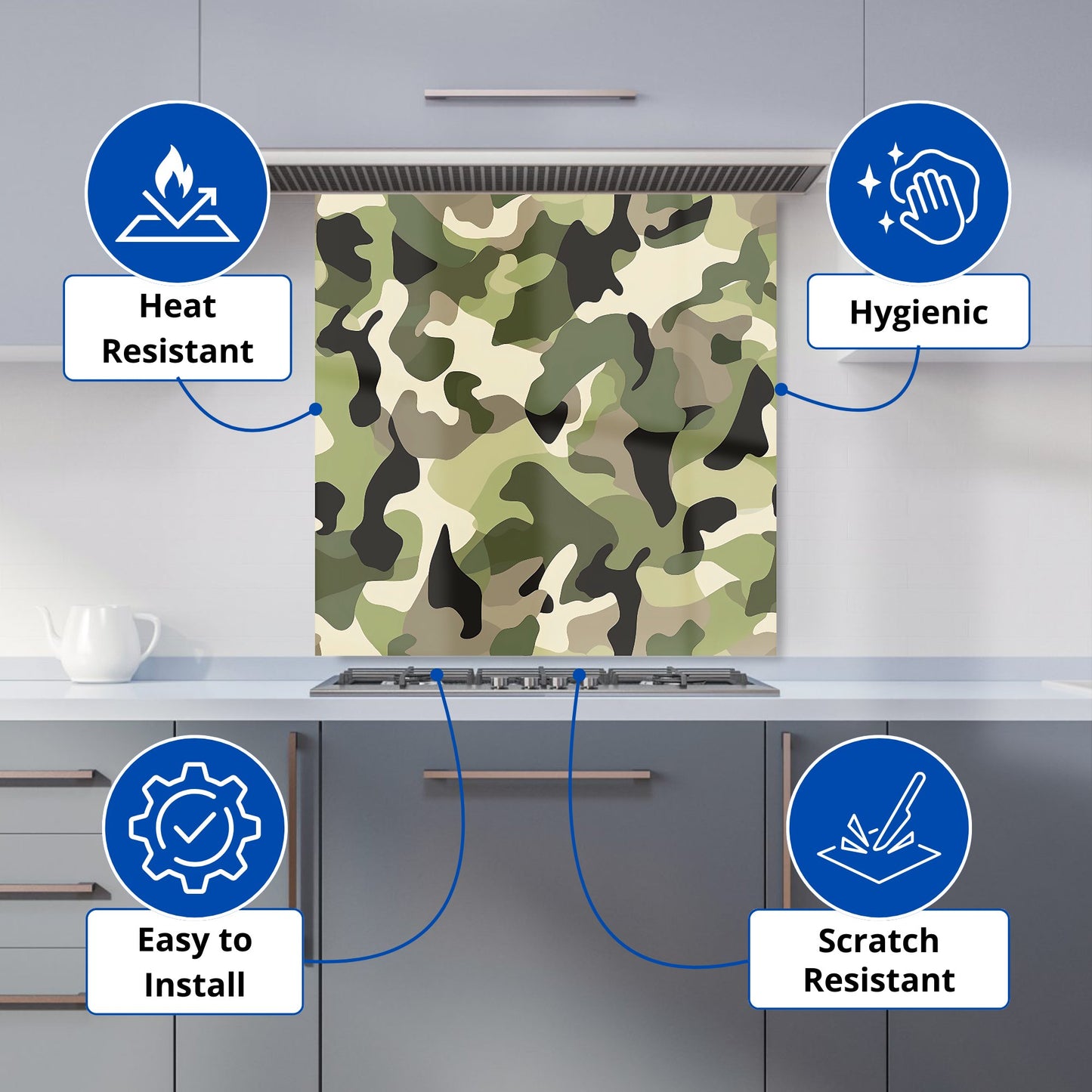 Camouflage Design Kitchen Splashback