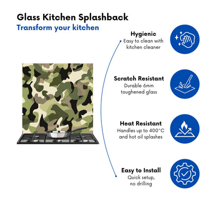 Camouflage Design Kitchen Splashback