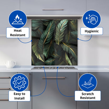 Green and Gold Leaves Kitchen Splashback
