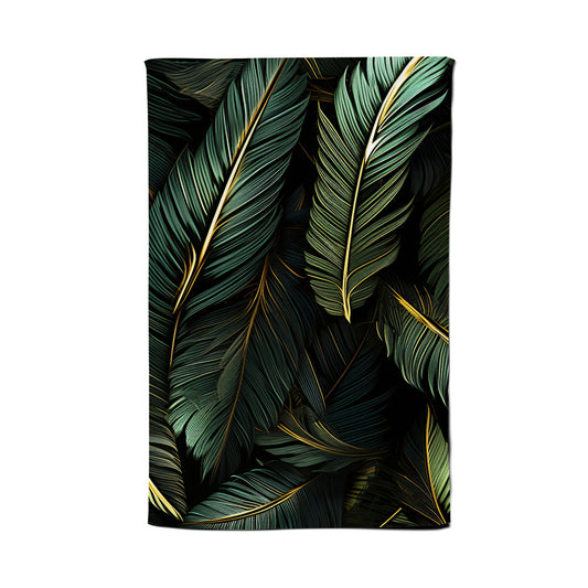 Green and Gold Leaves Tea Towel