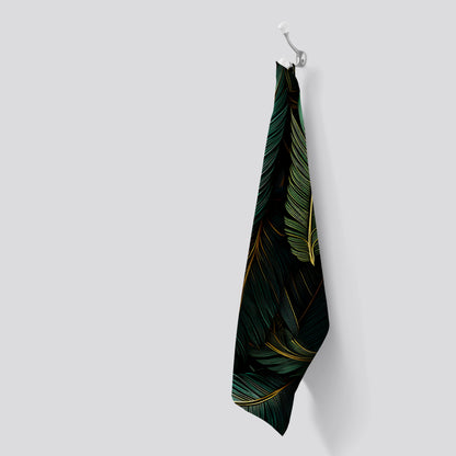 Green and Gold Leaves Tea Towel