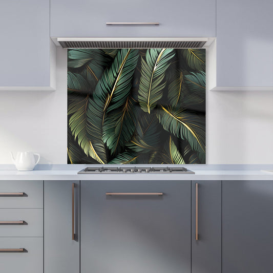 Green and Gold Leaves Kitchen Splashback