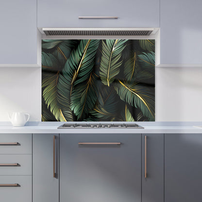 Green and Gold Leaves Kitchen Splashback