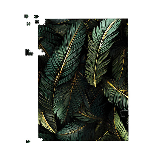 Green and Gold Leaves Jigsaw Puzzle
