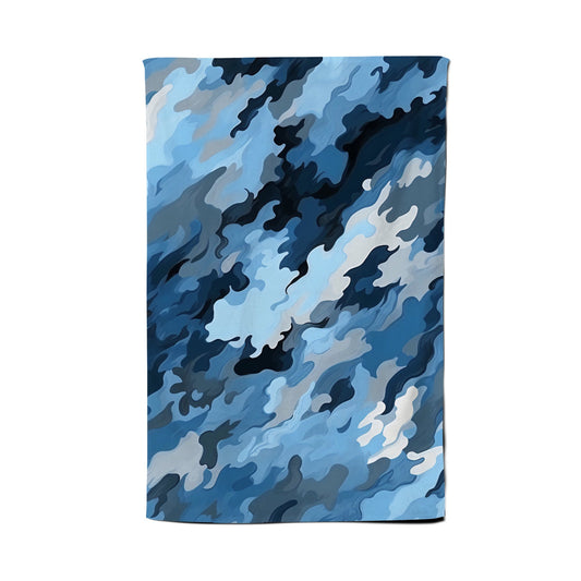 Blue And Grey Canvas Brushstrokes Tea Towel