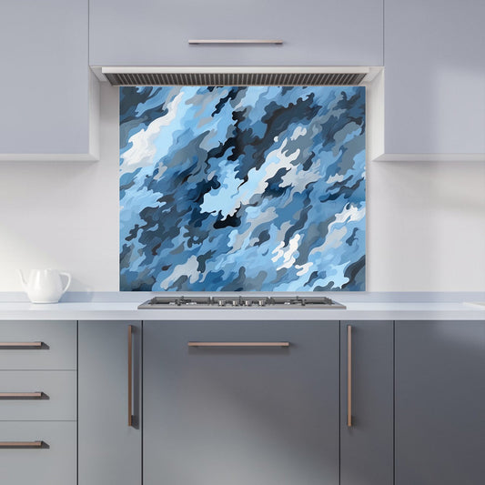 Blue And Grey Canvas Brushstrokes Kitchen Splashback