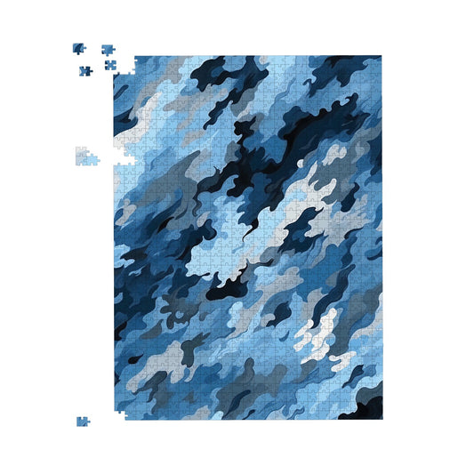 Blue And Grey Canvas Brushstrokes Jigsaw Puzzle