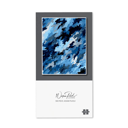 Blue And Grey Canvas Brushstrokes Jigsaw Puzzle