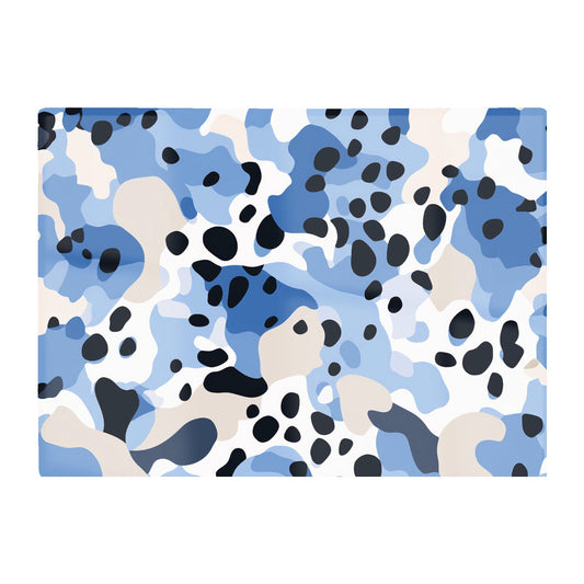Blue Camouflage Pattern Glass Chopping Board