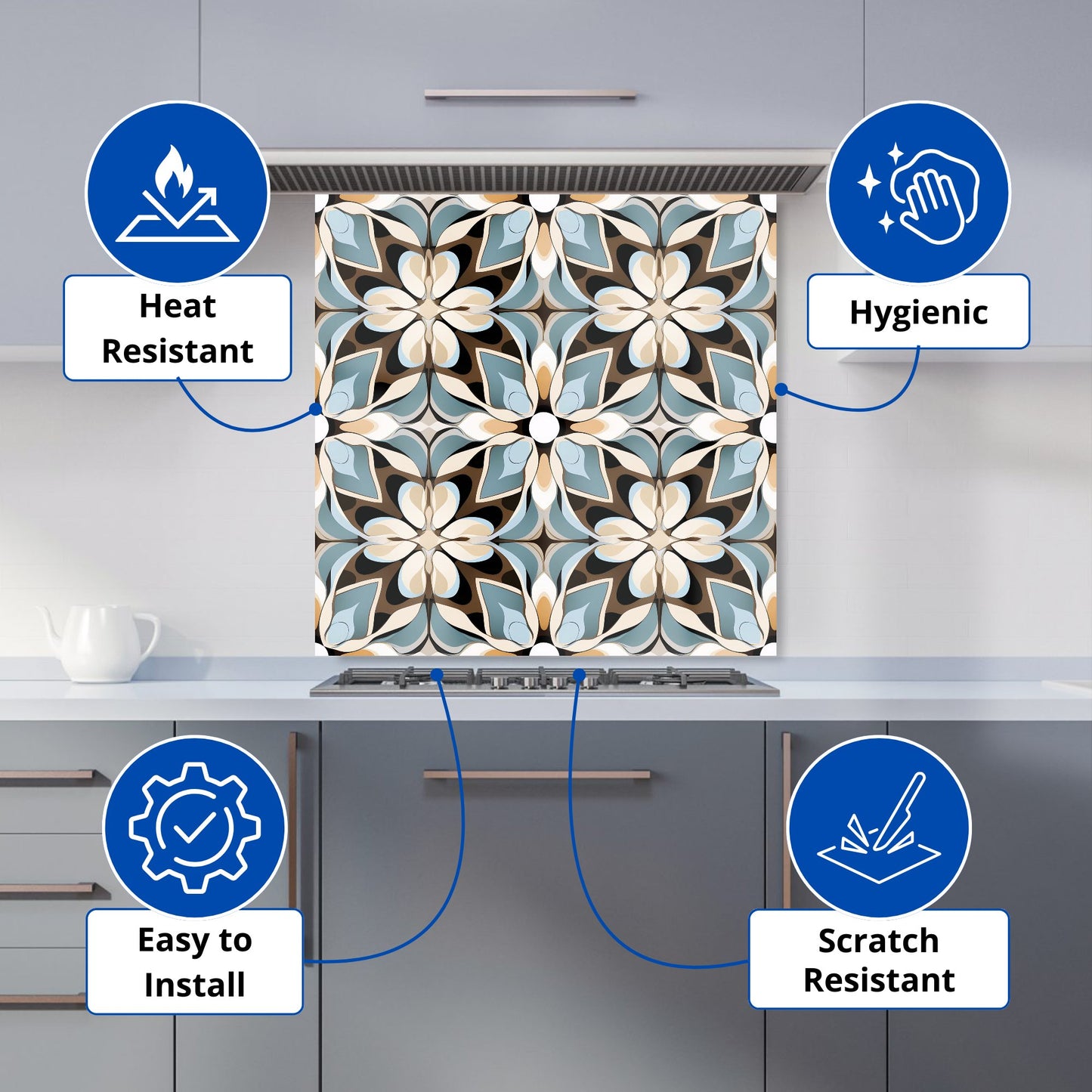 Beige And Brown Abstract Pattern Kitchen Splashback