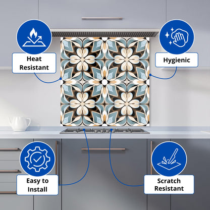 Beige And Brown Abstract Pattern Kitchen Splashback