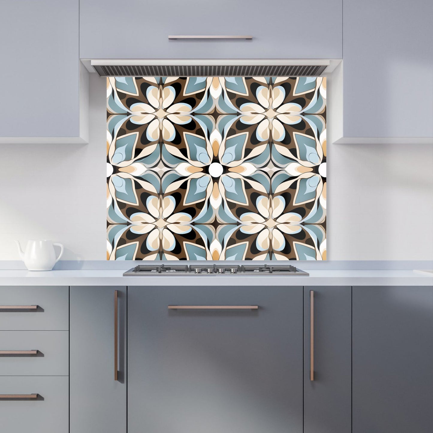Beige And Brown Abstract Pattern Kitchen Splashback