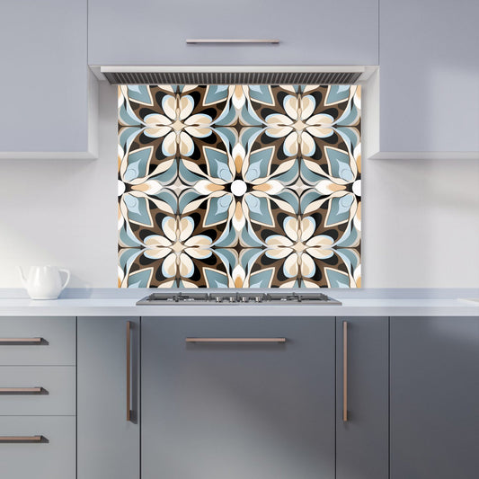 Beige And Brown Abstract Pattern Kitchen Splashback