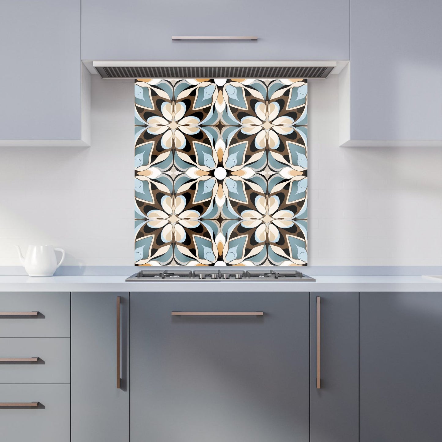 Beige And Brown Abstract Pattern Kitchen Splashback