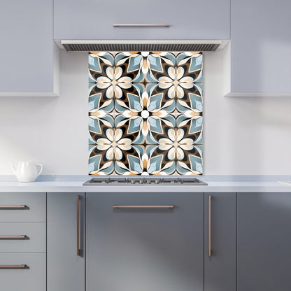 Beige And Brown Abstract Pattern Kitchen Splashback