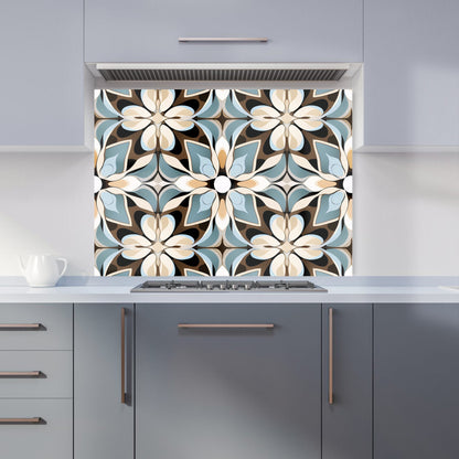 Beige And Brown Abstract Pattern Kitchen Splashback