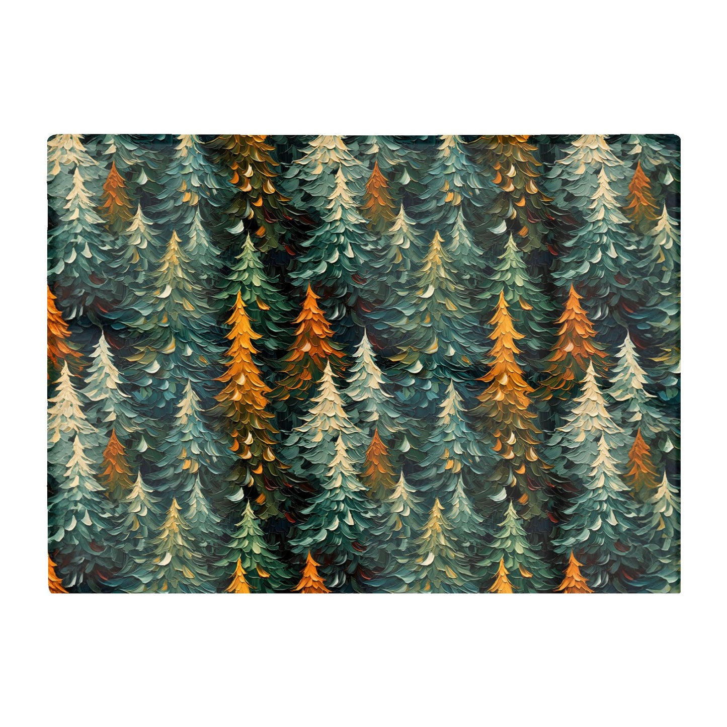 Impasto Style Christmas Trees Glass Chopping Board