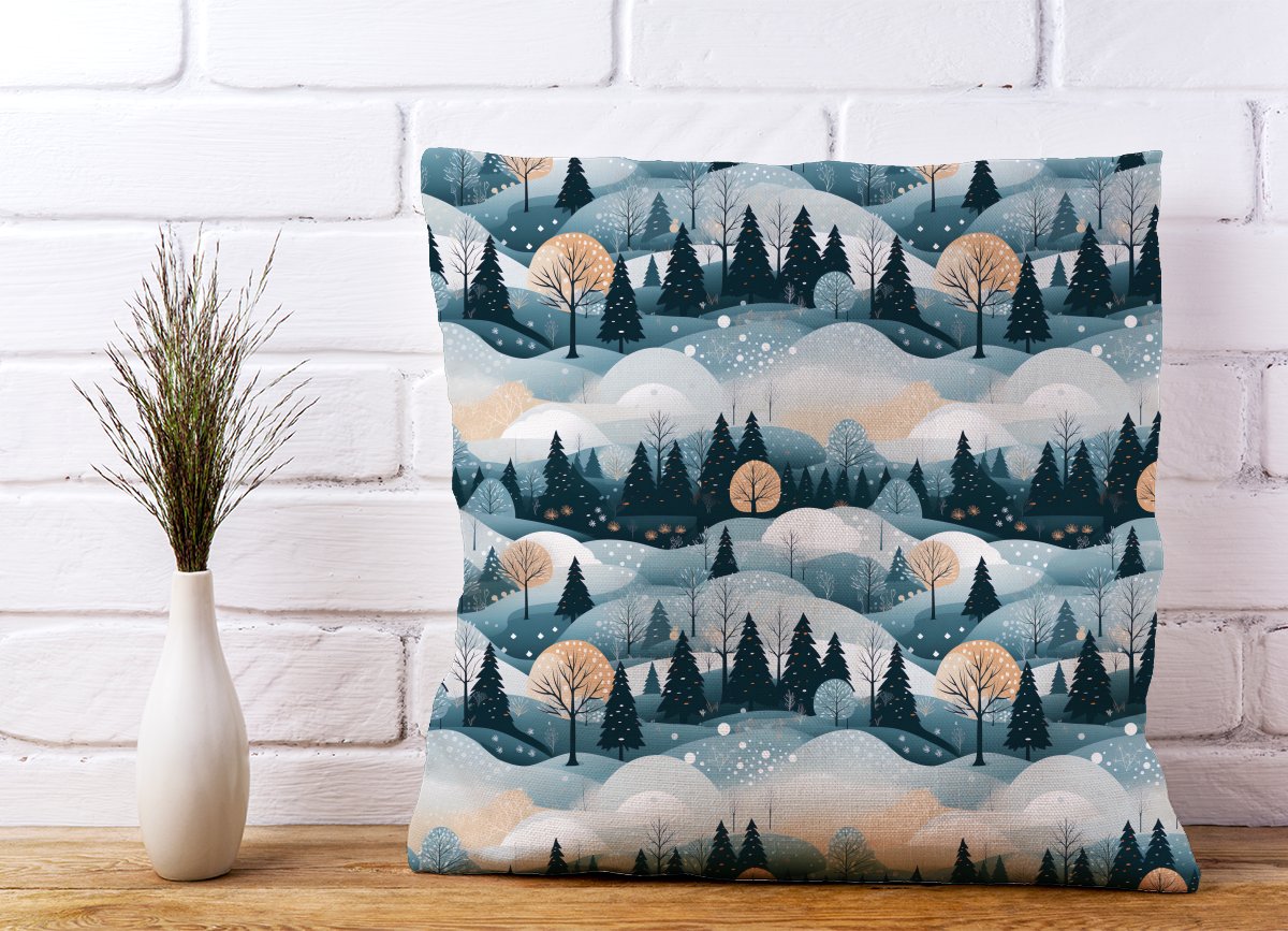 Dreamy Snowy Christmas Scene Cushions
