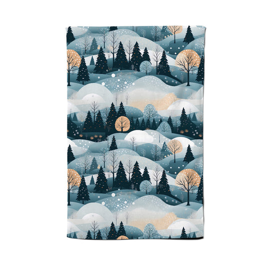 Dreamy Snowy Christmas Scene Tea Towel