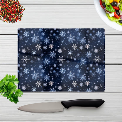 Dreamy And Magical Snowflake Glass Chopping Board