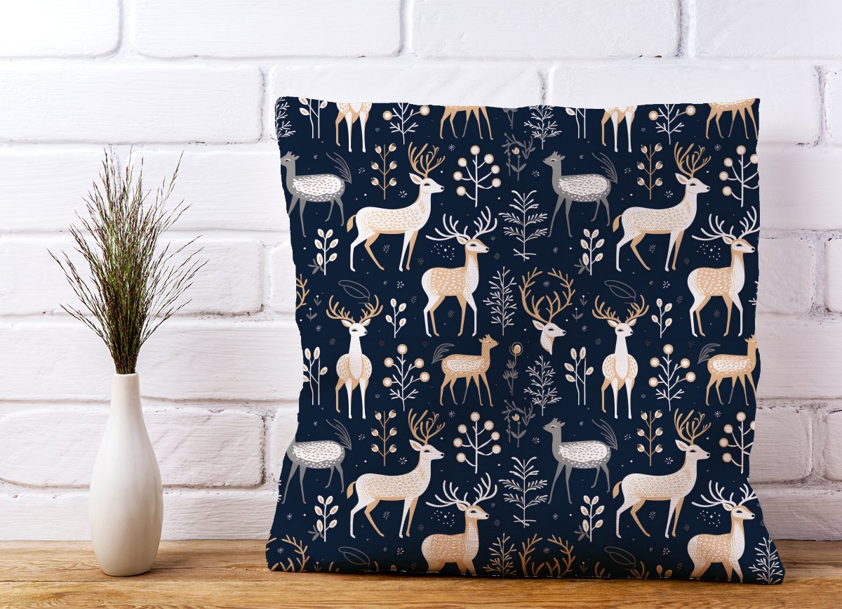 Reindeer, Whimsical, Illustration Pattern Cushions