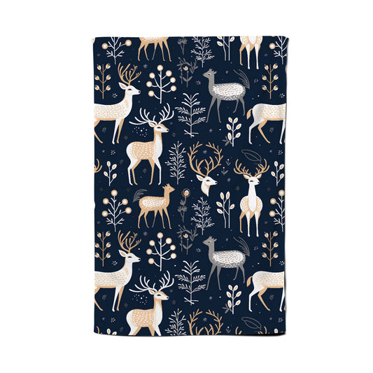 Reindeer, Whimsical, Illustration Pattern Tea Towel