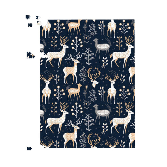 Reindeer, Whimsical, Illustration Pattern Jigsaw Puzzle