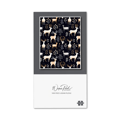 Reindeer, Whimsical, Illustration Pattern Jigsaw Puzzle