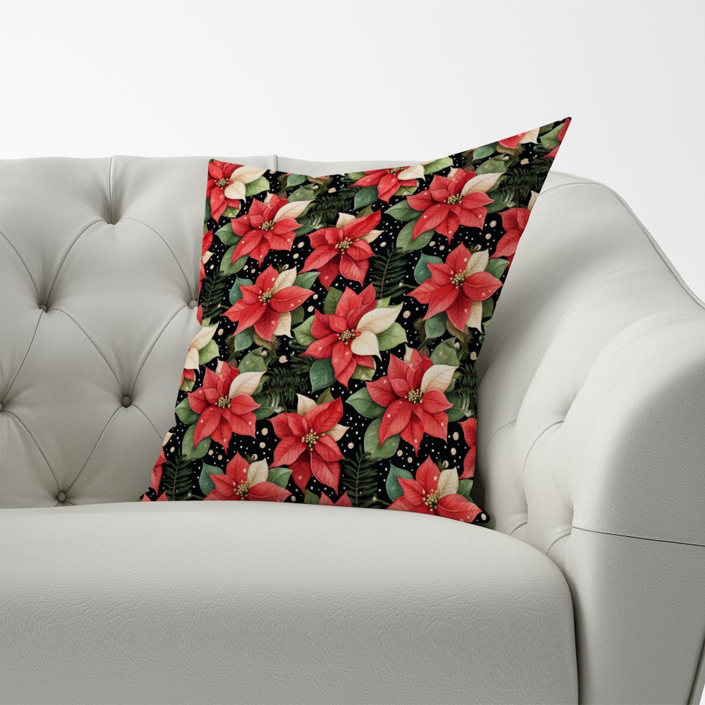 Poinsettia, Watercolor Style Cushions