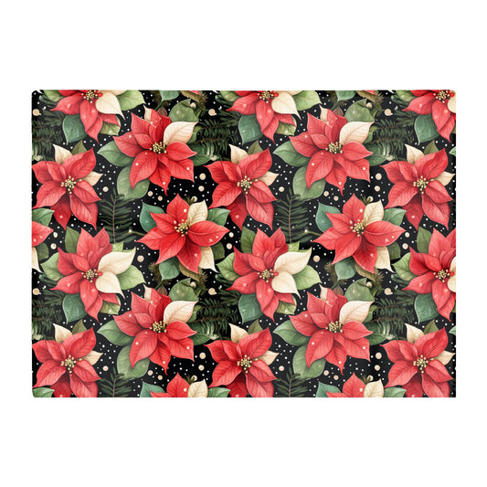 Poinsettia Watercolor Style Glass Chopping Board