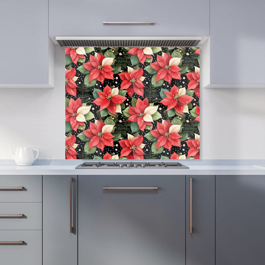 Poinsettia, Watercolor Style Kitchen Splashback