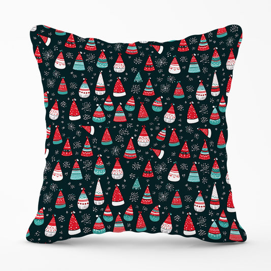 Hand Drawn Cheerful Santa Hats Cushions