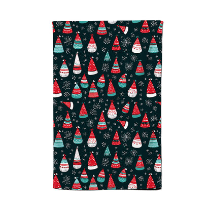Hand Drawn Cheerful Santa Hats Tea Towel