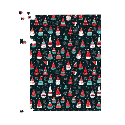 Hand Drawn Cheerful Santa Hats Jigsaw Puzzle
