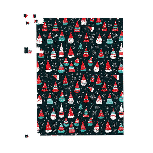 Hand Drawn Cheerful Santa Hats Jigsaw Puzzle