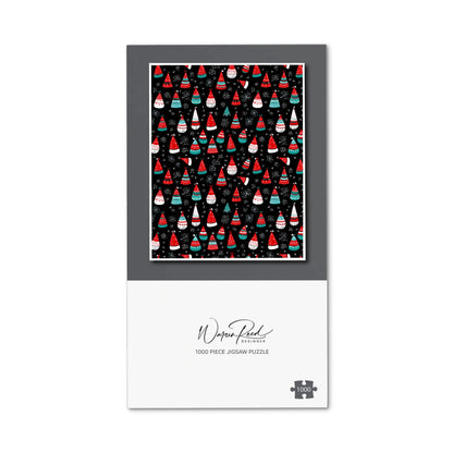 Hand Drawn Cheerful Santa Hats Jigsaw Puzzle