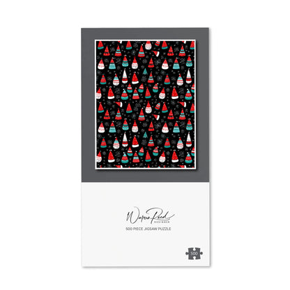 Hand Drawn Cheerful Santa Hats Jigsaw Puzzle