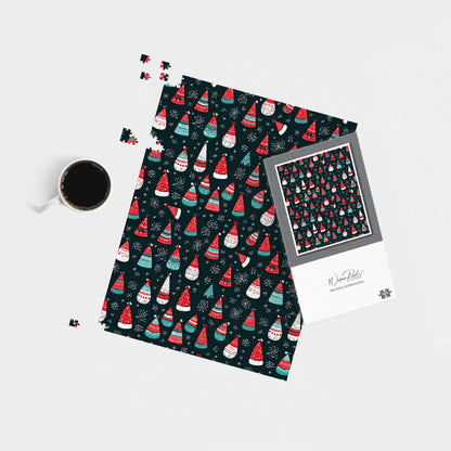 Hand Drawn Cheerful Santa Hats Jigsaw Puzzle