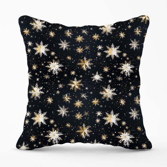 Silver Gold Snowflake Pattern Cushions