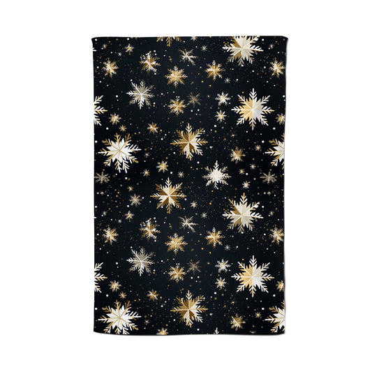 Silver Gold Snowflake Pattern Tea Towel