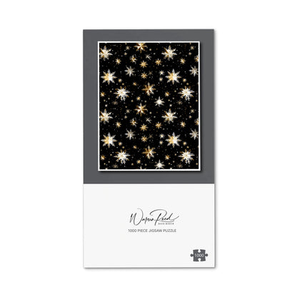 Silver Gold Snowflake Pattern Jigsaw Puzzle
