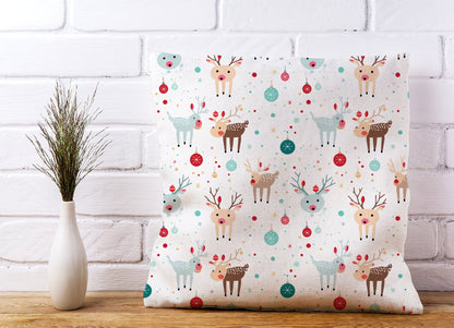 Happy Reindeer With Christmas Lights Cushions