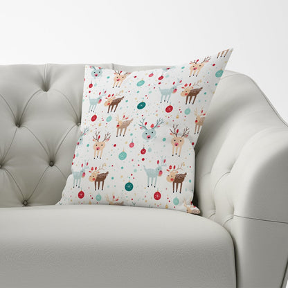 Happy Reindeer With Christmas Lights Cushions