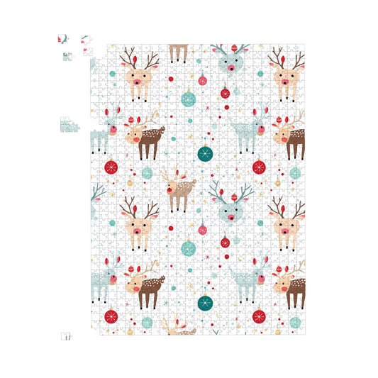 Happy Reindeer With Christmas Lights Jigsaw Puzzle