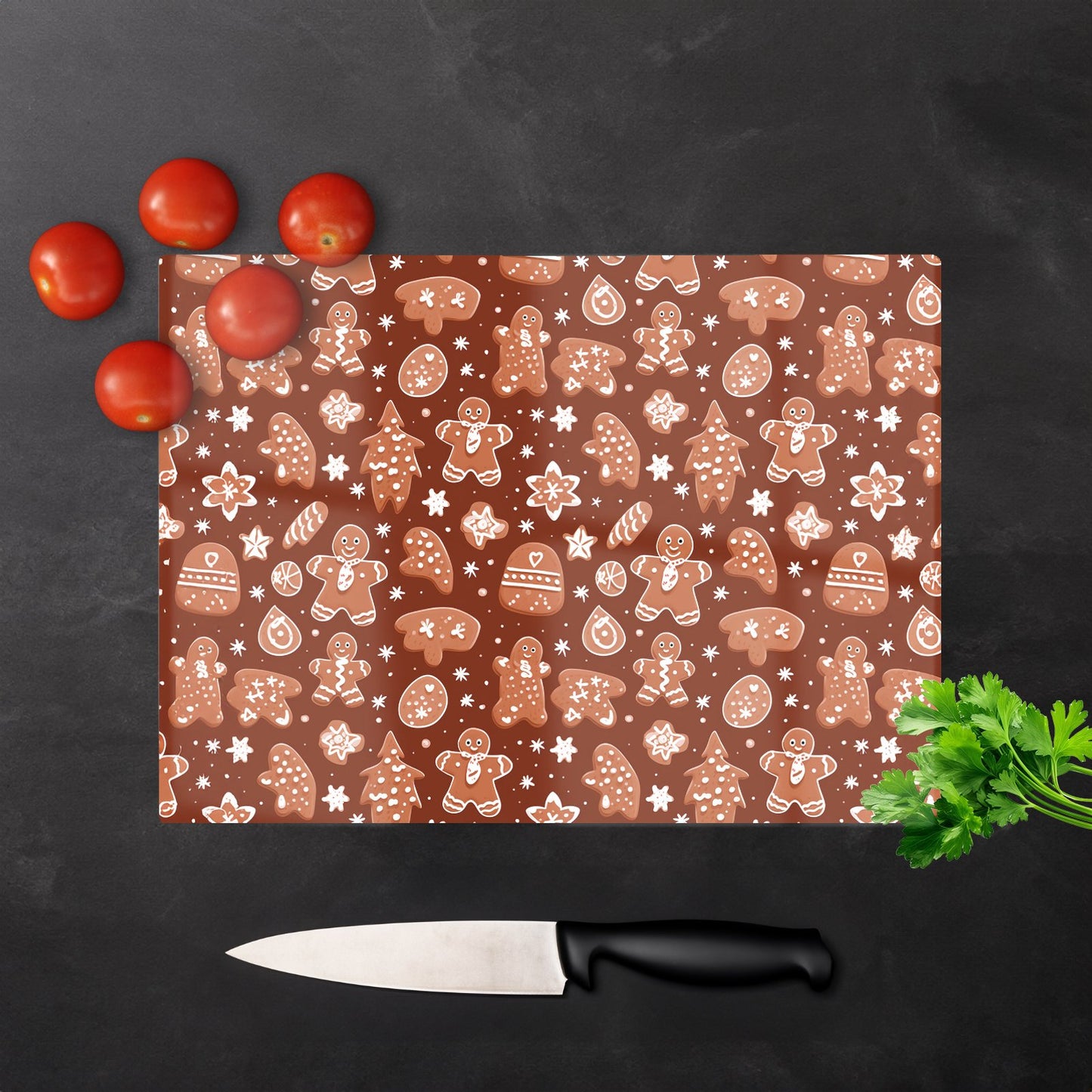 Gingerbread Cookies Glass Chopping Board