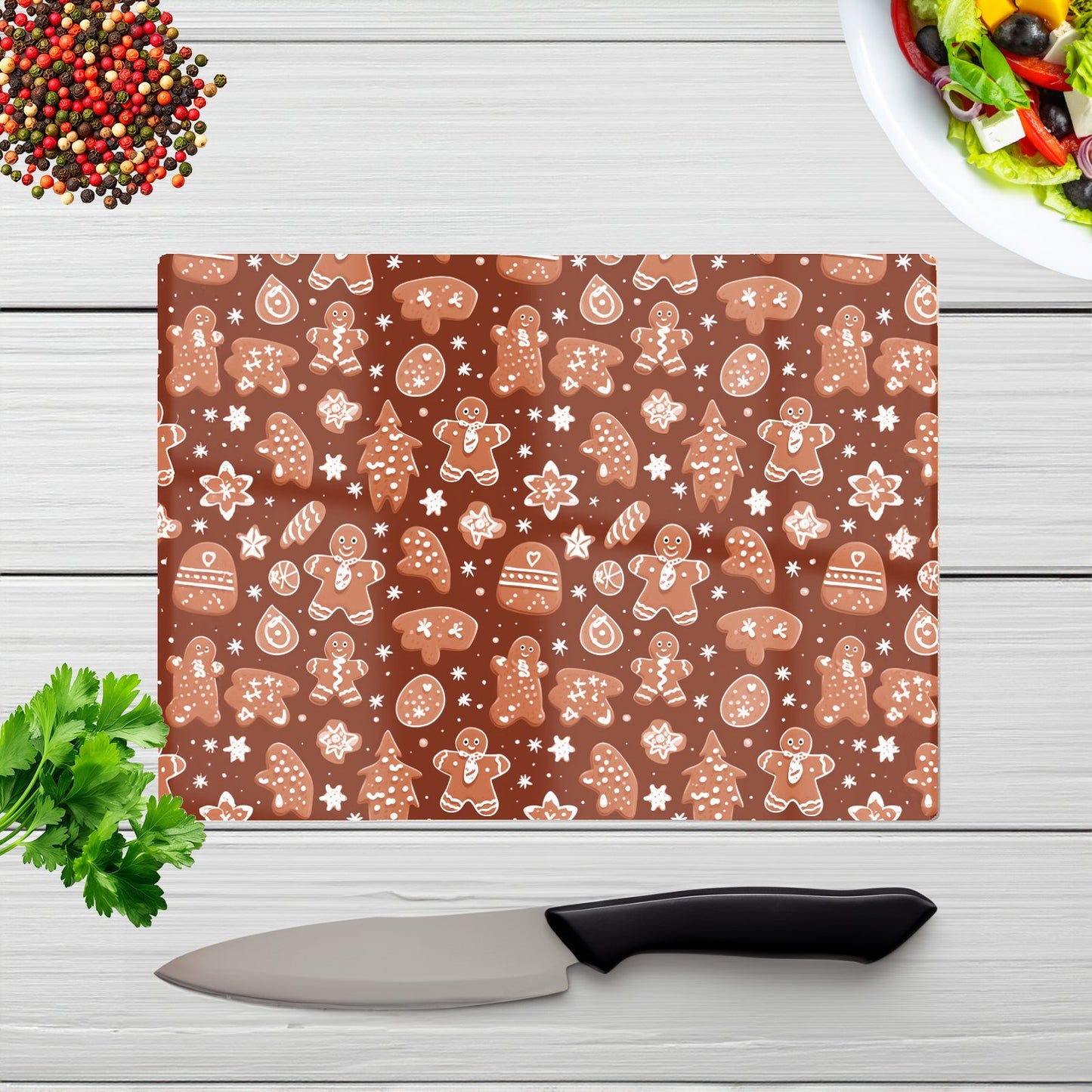 Gingerbread Cookies Glass Chopping Board