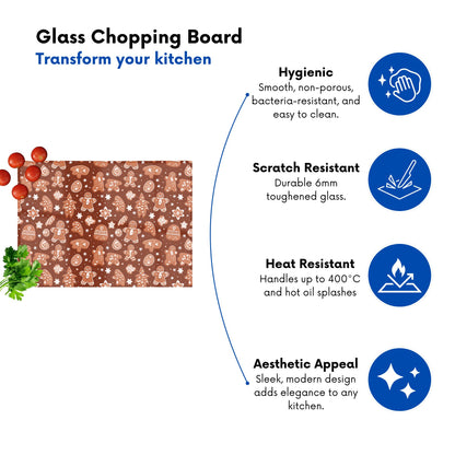 Gingerbread Cookies Glass Chopping Board