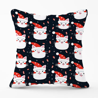 Cute Cats Wearing Santa Claus Hats Cushions