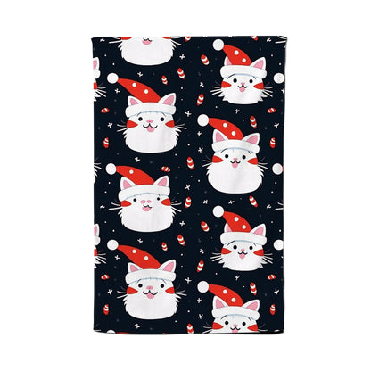 Cute Cats Wearing Santa Claus Hats Tea Towel